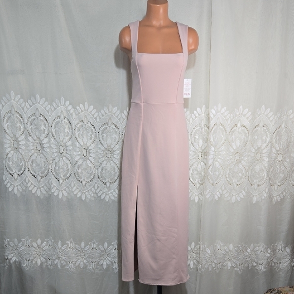 Show Me Your MuMu Dresses & Skirts - Show Me Your MuMu Wedding Line Long Slit Square Neck Blush Dress Sz LARGE NWT